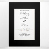 Zwart Wit Goud Modern Minimaal Elegant Huwelijk Drieluik Uitnodiging (Binnenkant midden)