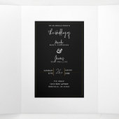 Zwart Wit Goud Modern Minimaal Elegant Huwelijk Drieluik Uitnodiging (Binnenkant midden)
