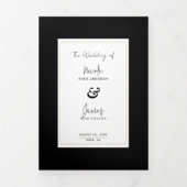 Zwart Wit Goud Modern Minimaal Elegant Huwelijk Drieluik Uitnodiging (Cover)