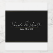 Zwart Wit Goud Modern Minimaal Elegant Huwelijk Wijn Etiket (Enkel label)