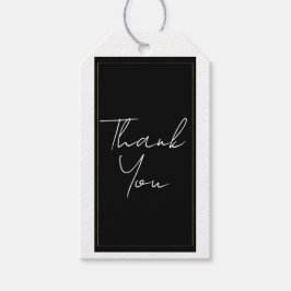 Zwart Wit Goud Modern Minimaal Elegant Trouwen Cadeaulabel