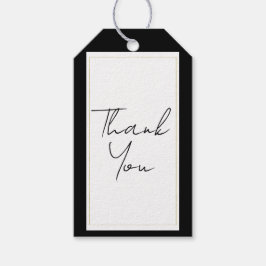 Zwart Wit Goud Modern Minimaal Elegant Trouwen Cadeaulabel