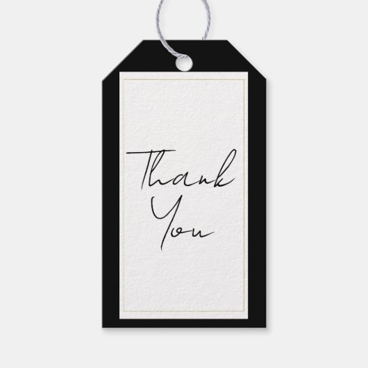 Zwart Wit Goud Modern Minimaal Elegant Trouwen Cadeaulabel (Voorkant)