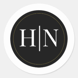 Zwart Wit Goud Modern Minimaal Elegant Trouwen Ronde Sticker