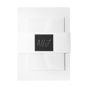 Zwart Wit Goud Modern Minimaal Elegant Trouwen Uitnodigingen Wikkel