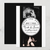 Zwart Wit Goud Modern Minimaal Save the Date (Voorkant / Achterkant)