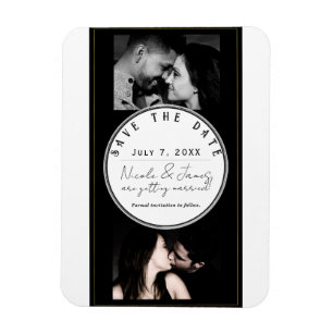 Zwart Wit Goud Modern Minimaal Save the Date Magneet