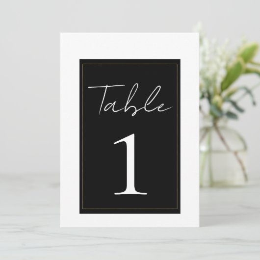 Zwart Wit Goud Modern Minimaal Tafelnummer (Staand voorkant)
