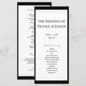 Zwart Wit Goud Modern Minimaal Trouwprogramma Programmakaart (Voorkant / Achterkant)
