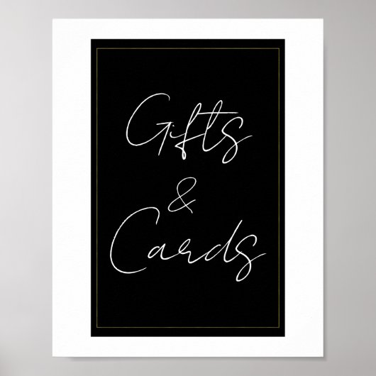 Zwart Wit Goud Modern Minimal Gifts & Kaarten Sign Poster (Voorkant)