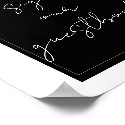 Zwart Wit Goud Modern Minimal Guestbook Sign Poster (Hoek)