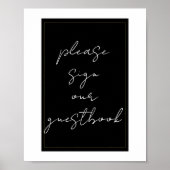 Zwart Wit Goud Modern Minimal Guestbook Sign Poster (Voorkant)