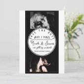 Zwart Wit Goud Modern Minimal Save the Date (Staand voorkant)