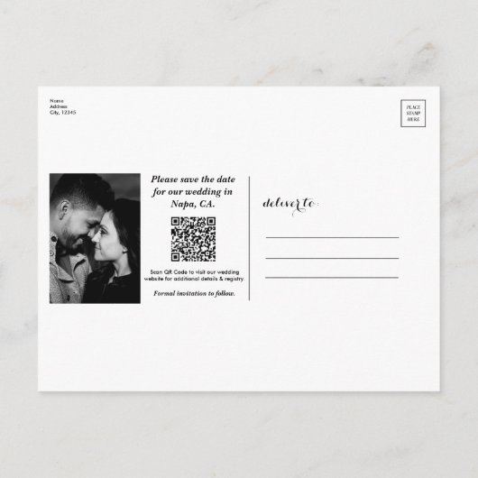 Zwart Wit Goud Modern Minimal Save the Date Aankondigingskaart (Achterkant)