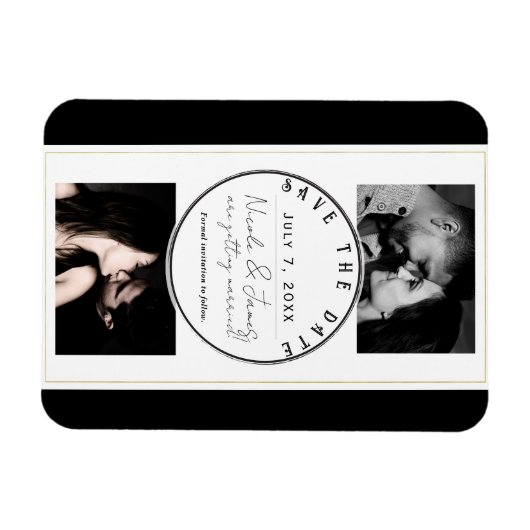 Zwart Wit Goud Modern Minimal Save the Date Magneet (Horizontaal)