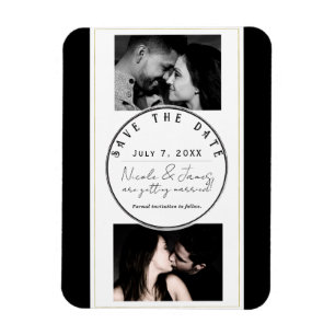 Zwart Wit Goud Modern Minimal Save the Date Magneet