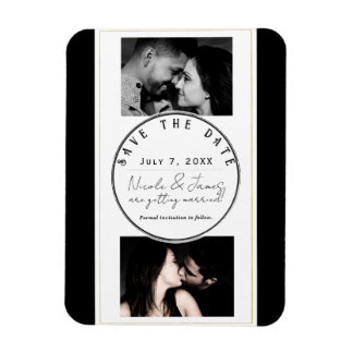 Zwart Wit Goud Modern Minimal Save the Date Magneet