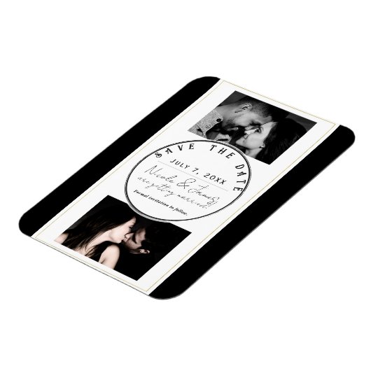 Zwart Wit Goud Modern Minimal Save the Date Magneet (Linkerzijde)