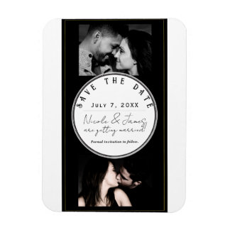 Zwart Wit Goud Modern Minimal Save the Date Magneet