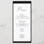 Zwart Wit Goud Modern Minimal Trouwmenu Menu (Voorkant)