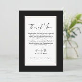 Zwart Wit Goud Modern Minimal Wedding Bedankt Kaart (Staand voorkant)