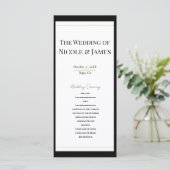 Zwart Wit Goud Modern Minimal Wedding Programma Programmakaart (Staand voorkant)