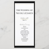 Zwart Wit Goud Modern Minimal Wedding Programma Programmakaart (Voorkant)