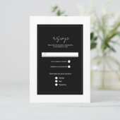 Zwart Wit Goud Modern Minimal Wedding RSVP (Staand voorkant)