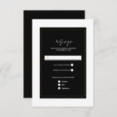 Zwart Wit Goud Modern Minimal Wedding RSVP (Voorkant / Achterkant)