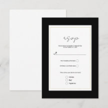 Zwart Wit Goud Modern Minimal Wedding RSVP