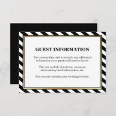 Zwart Wit Goud Modern Stripes Gastenverblijf Informatiekaartje (Voorkant / Achterkant)