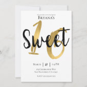 Zwart Wit Goud Modern Zoet 16 Verjaardagsfeest Kaart (Voorkant)