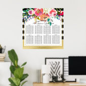 Zwart Wit Goud Moderne Bloem Bruiloft Stoelenplatt Poster (Thuiskantoor)