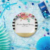 Zwart Wit Goud Moderne Bloemrijke Bruiloft Glamour Papieren Bordje (Feest)