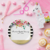 Zwart Wit Goud Moderne Bloemrijke Bruiloft Glamour Papieren Bordje (Feest)