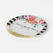 Zwart Wit Goud Moderne Bloemrijke Bruiloft Glamour Papieren Bordje (Gekanteld)