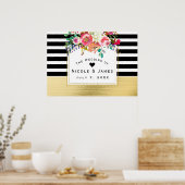 Zwart wit goud moderne Floral bruinbruin Poster (Keuken)