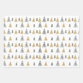 Zwart wit goud moderne kerstboom inpakpapier vel (Voorkant 2)