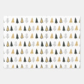 Zwart wit goud moderne kerstboom inpakpapier vel (Voorkant)