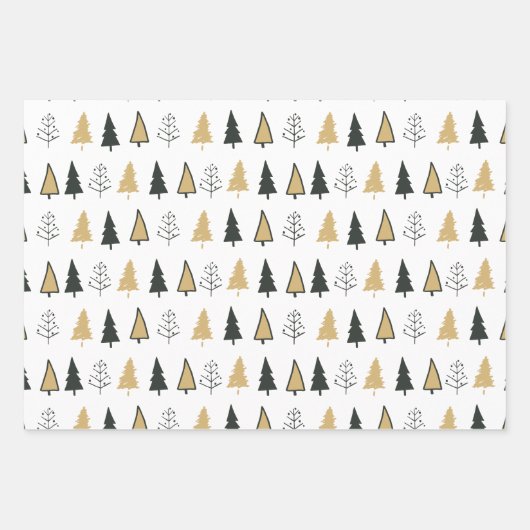 Zwart wit goud moderne kerstboom inpakpapier vel (Voorkant)