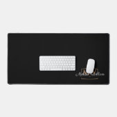 Zwart Wit Goud Monogram Naam Script Bureaumat (Keyboard & Muis)
