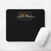 Zwart Wit Goud Monogram Naam Script Muismat (Met muis)