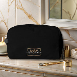 Zwart Wit Goud Monogram Naam Script Toilettasje
