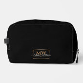 Zwart Wit Goud Monogram Naam Script Toilettasje (Voorkant)