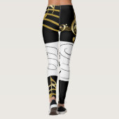 Zwart Wit Goud Muzieknoten Leggings (Achterkant)