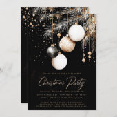 Zwart Wit Goud Ornamenten Baubles Kerstfeest Kaart (Voorkant / Achterkant)