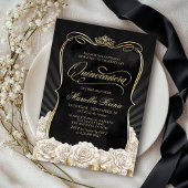 Zwart Wit Goud Quinceañera Kaart