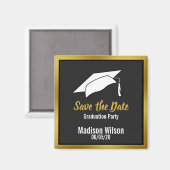Zwart Wit & Goud Save the Date Graduation Party Magneet (Voorkant / Achterkant)