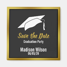 Zwart Wit & Goud Save the Date Graduation Party Magneet