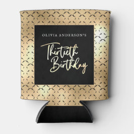 Zwart Wit & Goud Script 30ste Verjaardagsfeest Blikjeskoeler